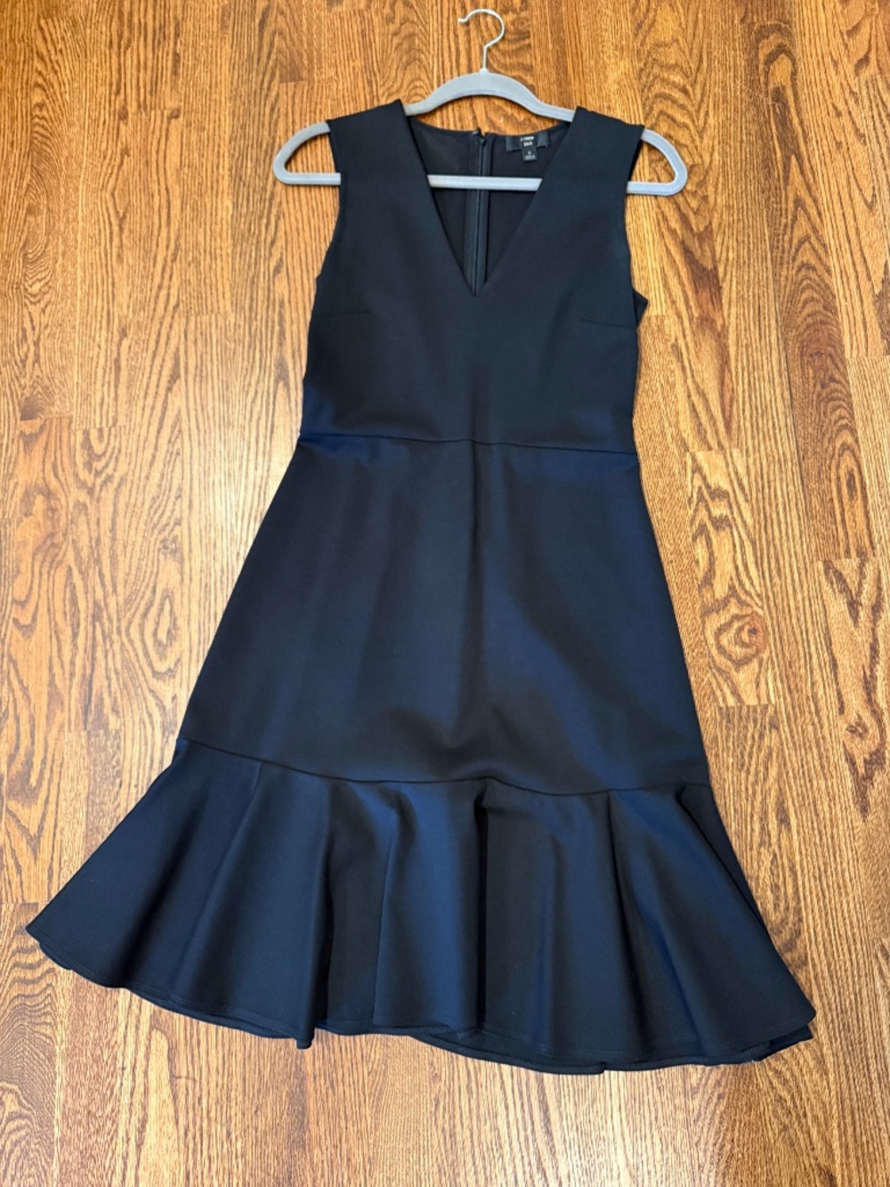 J.Crew 365 Black Ponte V-Neck Flounce Hem Dress Size 2